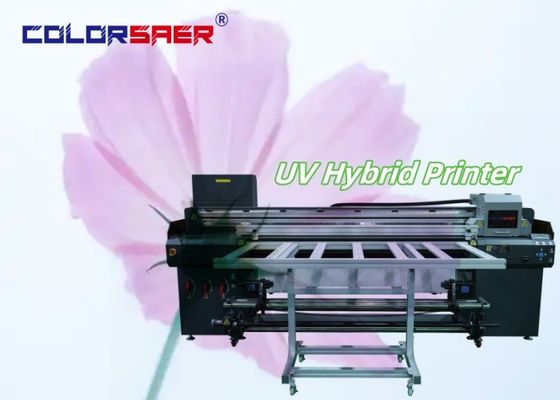 Большой формат цветной УФ струйной печатной машины Roll To Roll And Flatbed UV Hybrid Plotter